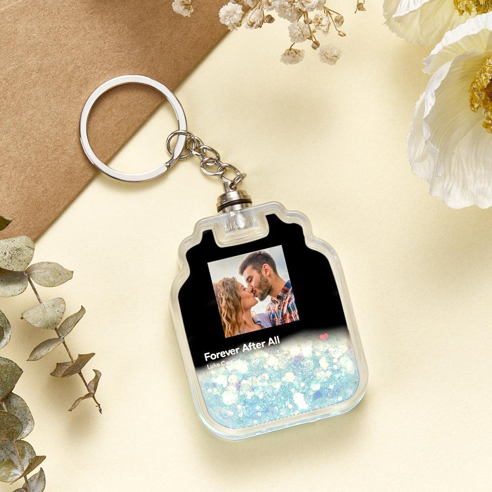 Custom Photo Scannable Spotify Code Illuminated Quicksand Drift Bottle Shape Keychain -