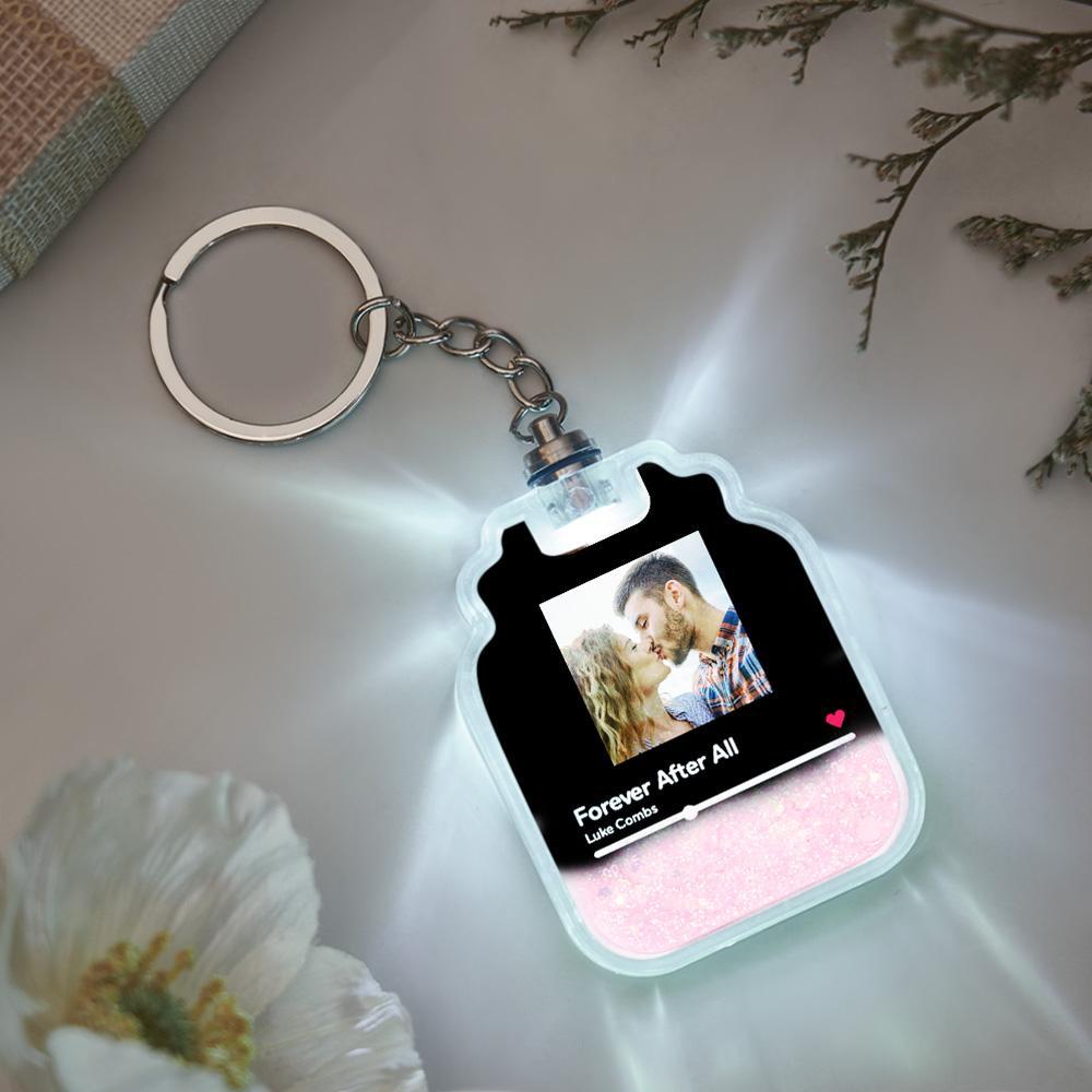 Custom Photo Scannable Spotify Code Illuminated Quicksand Drift Bottle Shape Keychain -