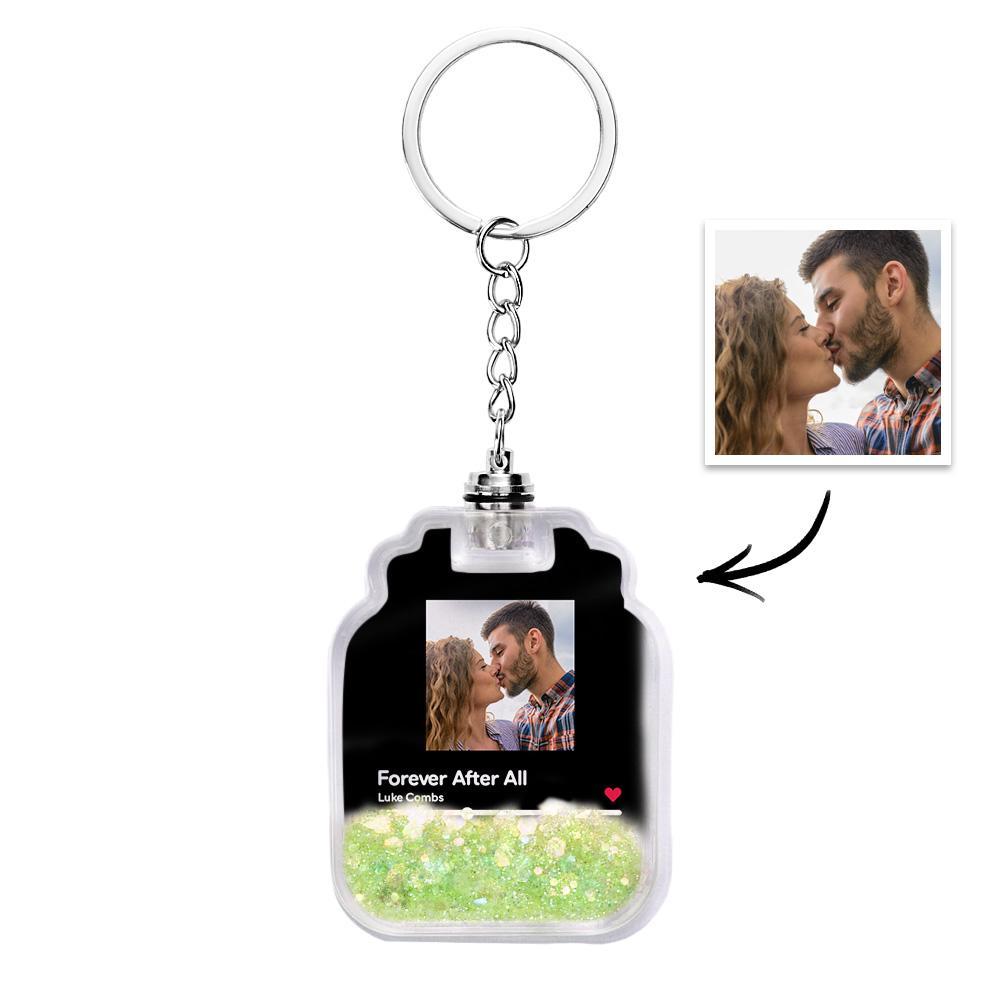 Custom Photo Scannable Spotify Code Illuminated Quicksand Drift Bottle Shape Keychain -