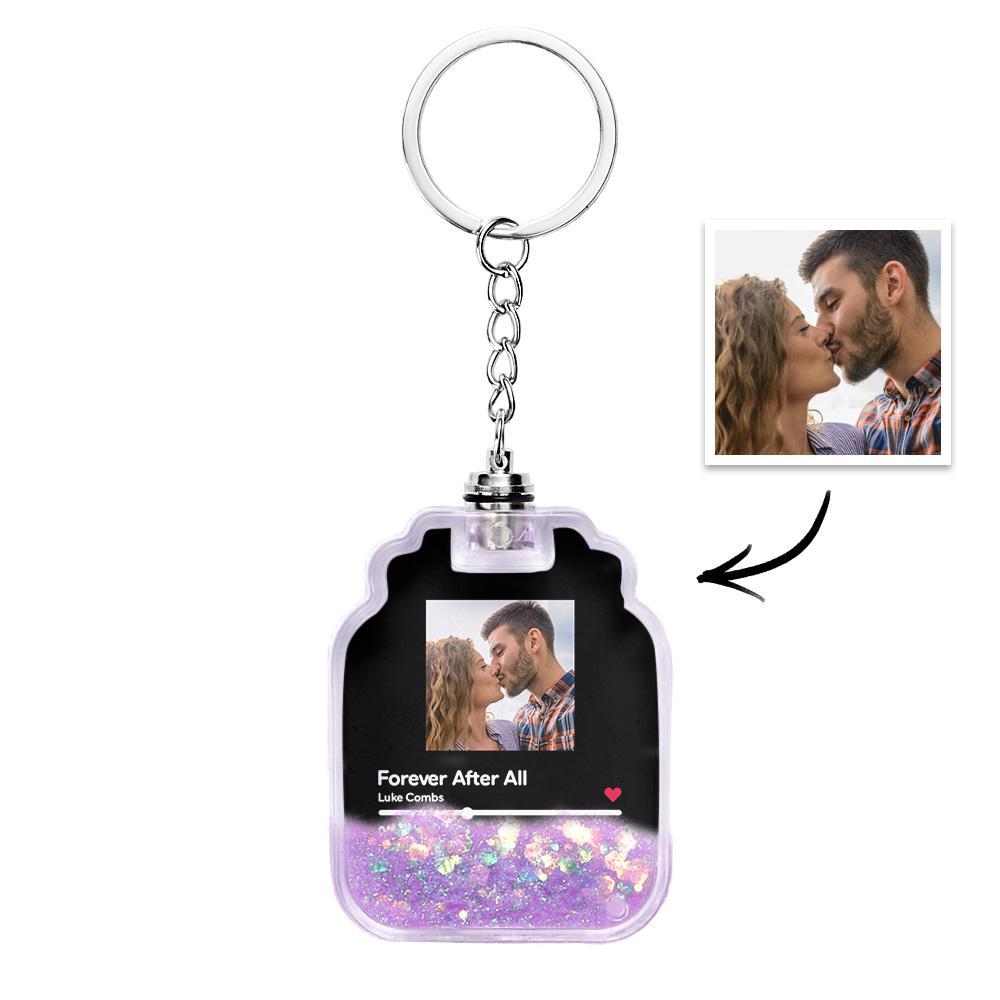 Custom Photo Scannable Spotify Code Illuminated Quicksand Drift Bottle Shape Keychain -