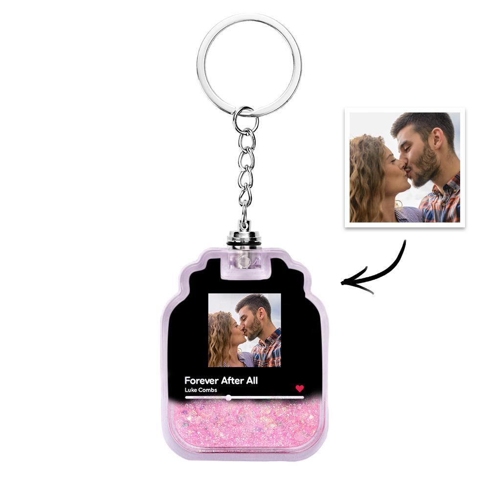 Custom Photo Scannable Spotify Code Illuminated Quicksand Drift Bottle Shape Keychain -
