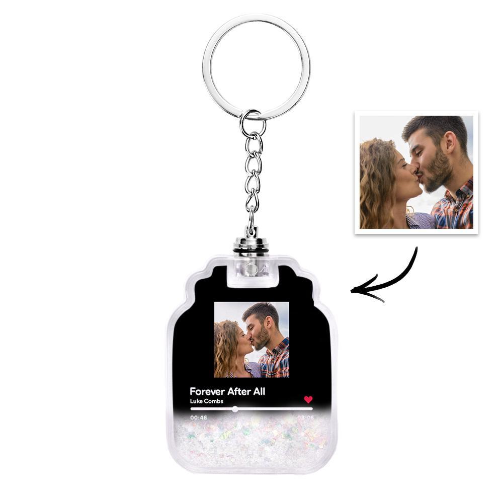 Custom Photo Scannable Spotify Code Illuminated Quicksand Drift Bottle Shape Keychain -