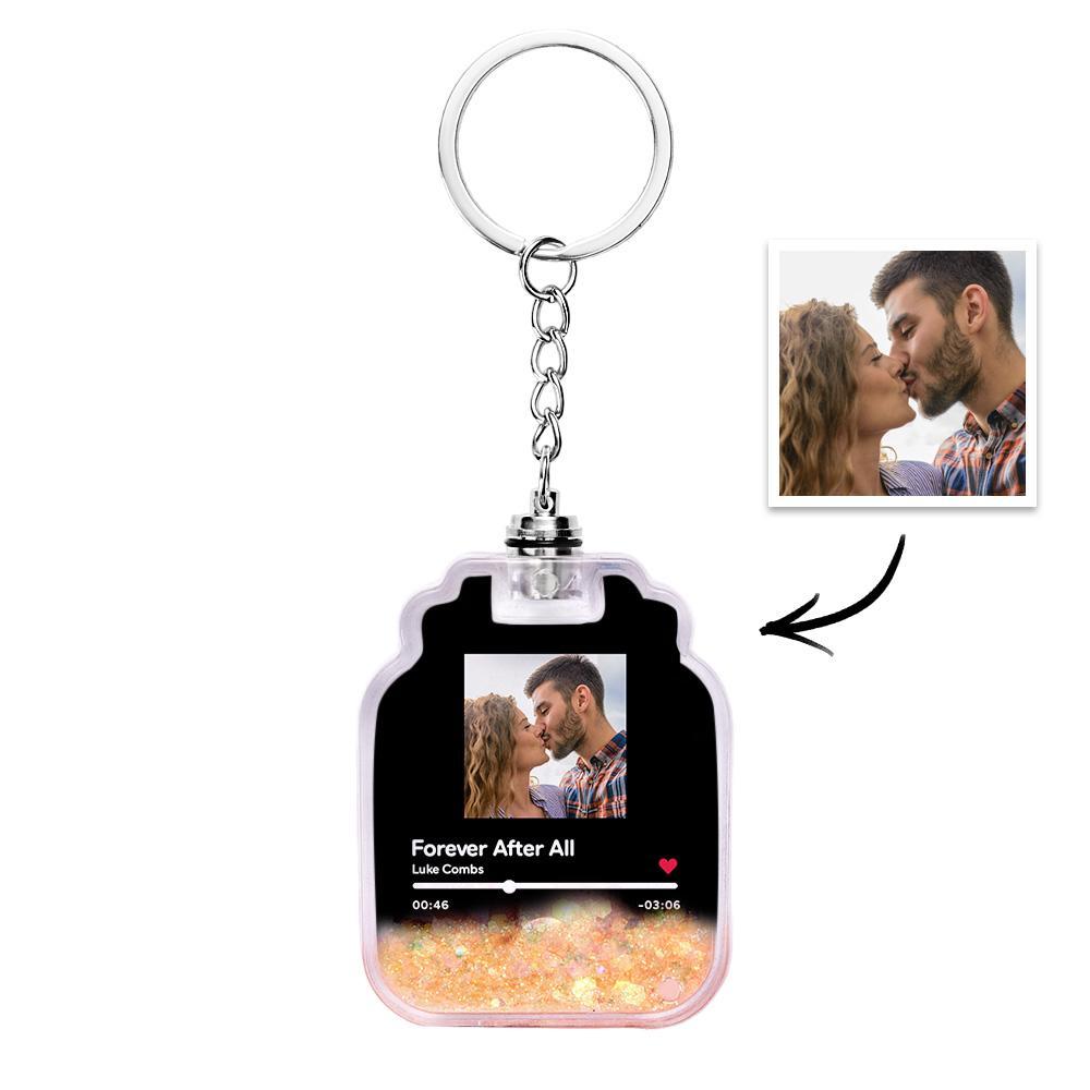 Custom Photo Scannable Spotify Code Illuminated Quicksand Drift Bottle Shape Keychain -