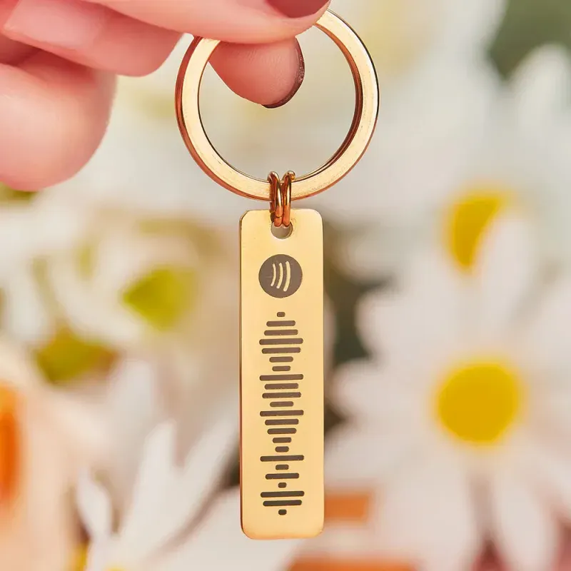 Custom Engraved Spotify Code Music Stainless Steel Keychain For Lover