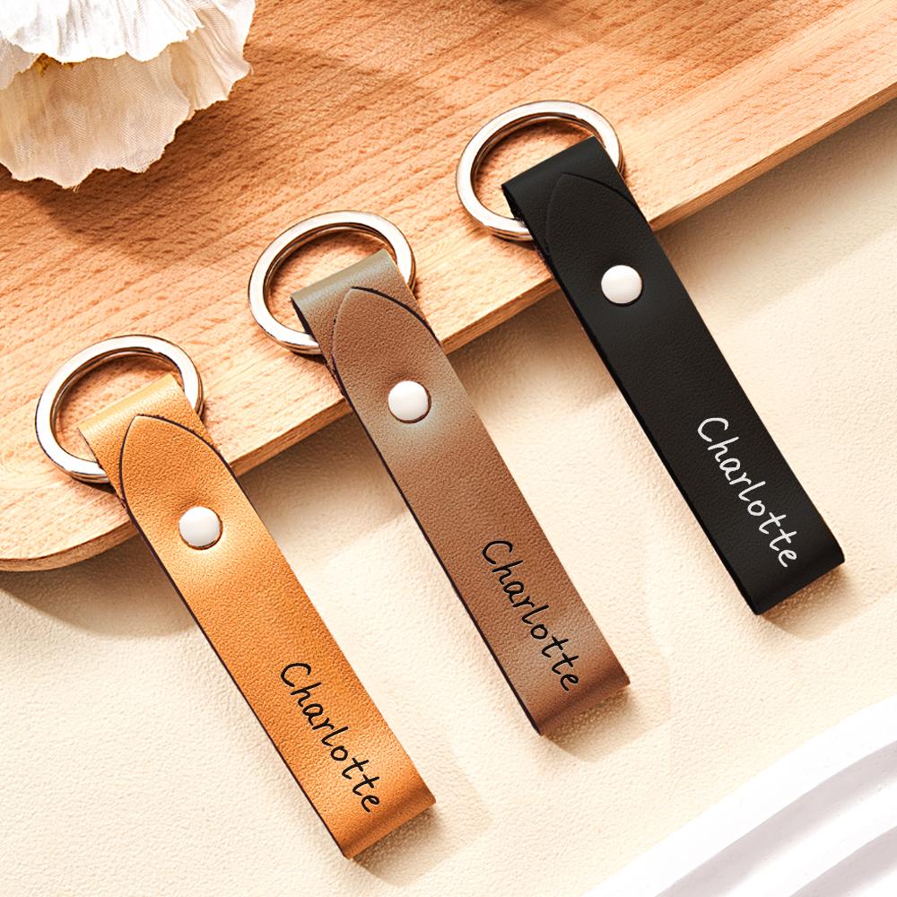 Father's Day Gifts Leather Keychain Gifts for Dad Spotify Keychain Engraved Keychain