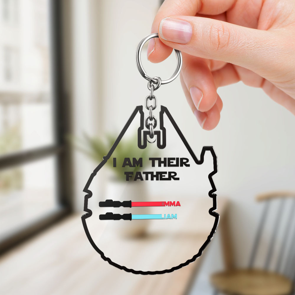 Personalized Lightsaber Keychain I Am Their Father Acrylic Sign Father's Day Gift