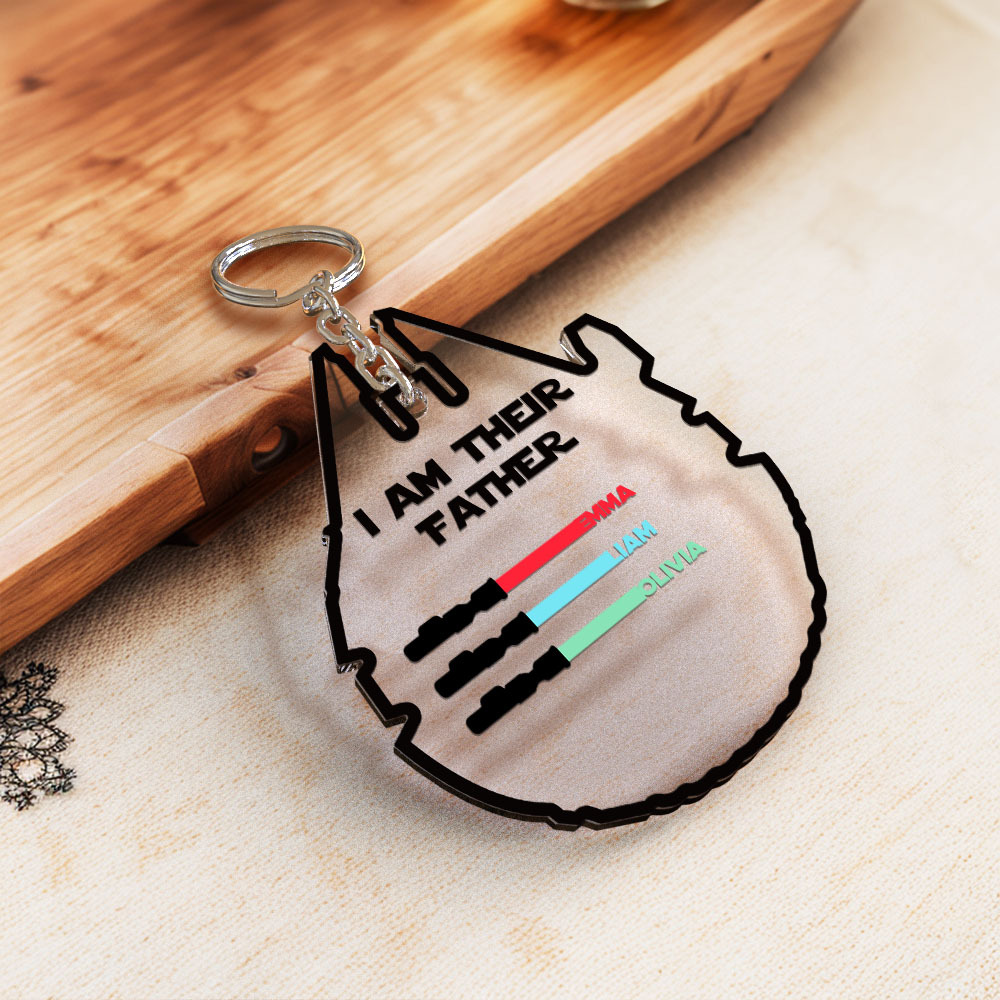 Personalized Lightsaber Keychain I Am Their Father Acrylic Sign Father's Day Gift
