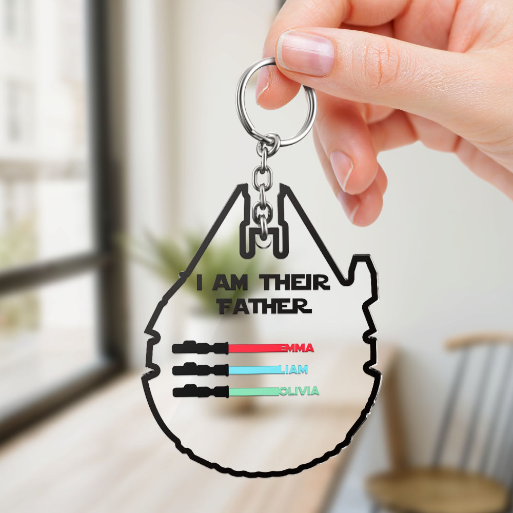 Personalized Lightsaber Keychain I Am Their Father Acrylic Sign Father's Day Gift