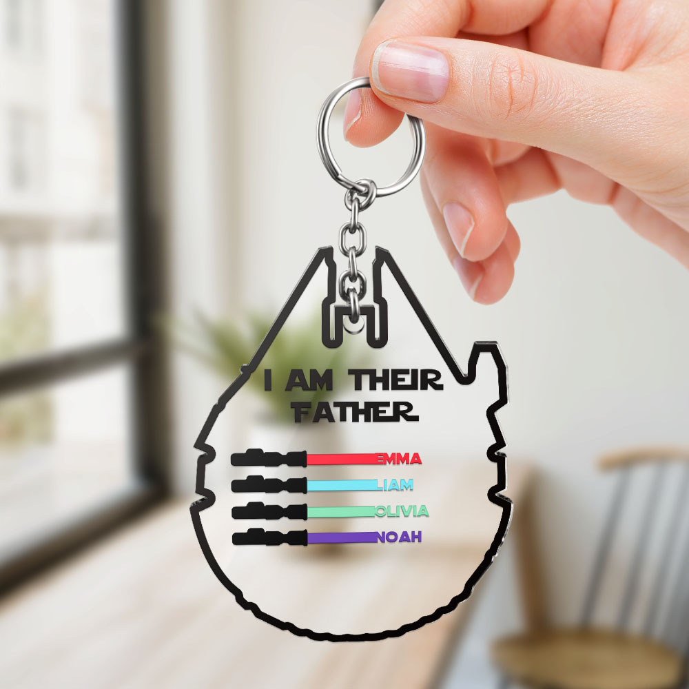 Personalized Lightsaber Keychain I Am Their Father Acrylic Sign Father's Day Gift