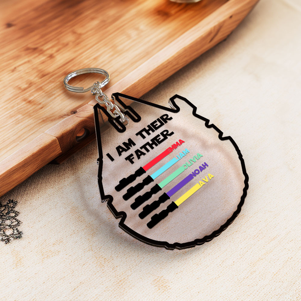Personalized Lightsaber Keychain I Am Their Father Acrylic Sign Father's Day Gift