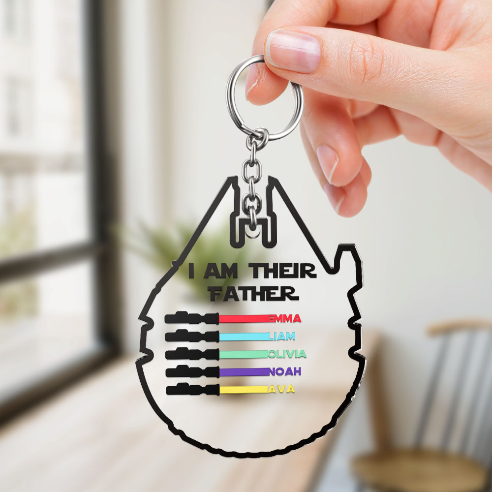 Personalized Lightsaber Keychain I Am Their Father Acrylic Sign Father's Day Gift