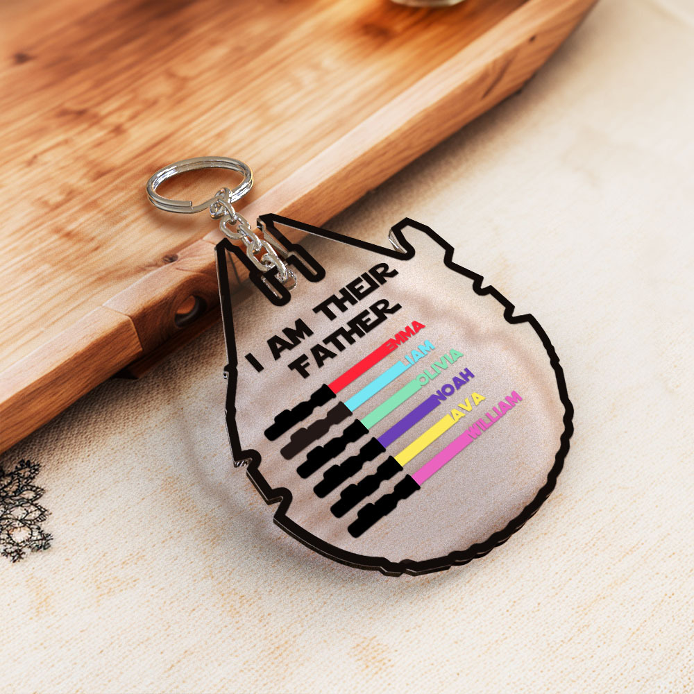 Personalized Lightsaber Keychain I Am Their Father Acrylic Sign Father's Day Gift