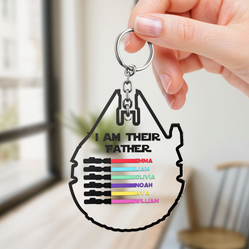 Personalized Lightsaber Keychain I Am Their Father Acrylic Sign Father's Day Gift