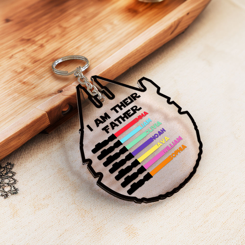 Personalized Lightsaber Keychain I Am Their Father Acrylic Sign Father's Day Gift