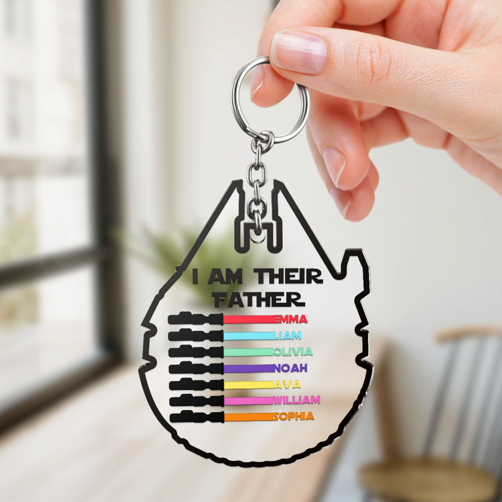Personalized Lightsaber Keychain I Am Their Father Acrylic Sign Father's Day Gift