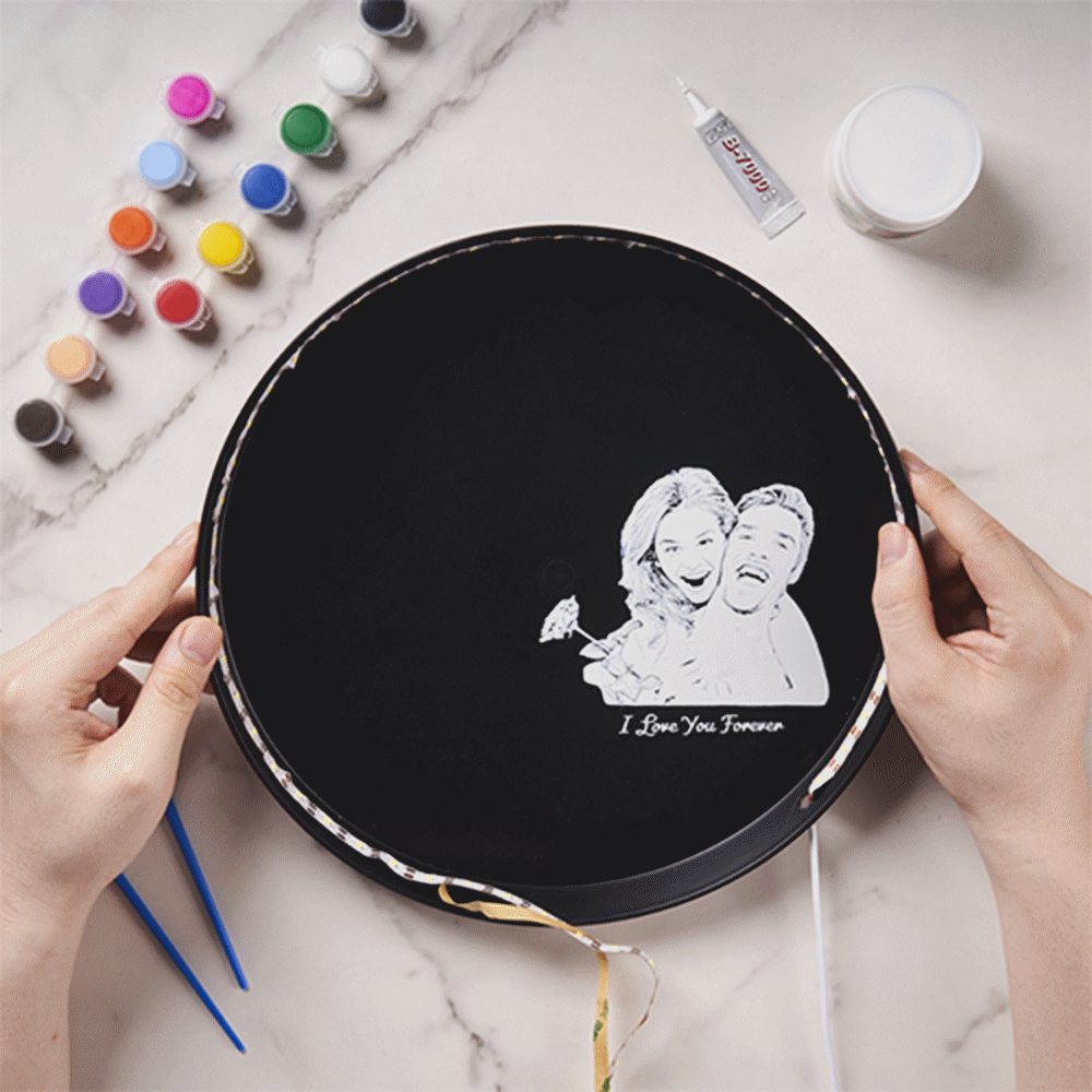 Personalized Photo Moon Lamp With Text DIY Clay Color Paint Night Light For Couples - Myphotowallet