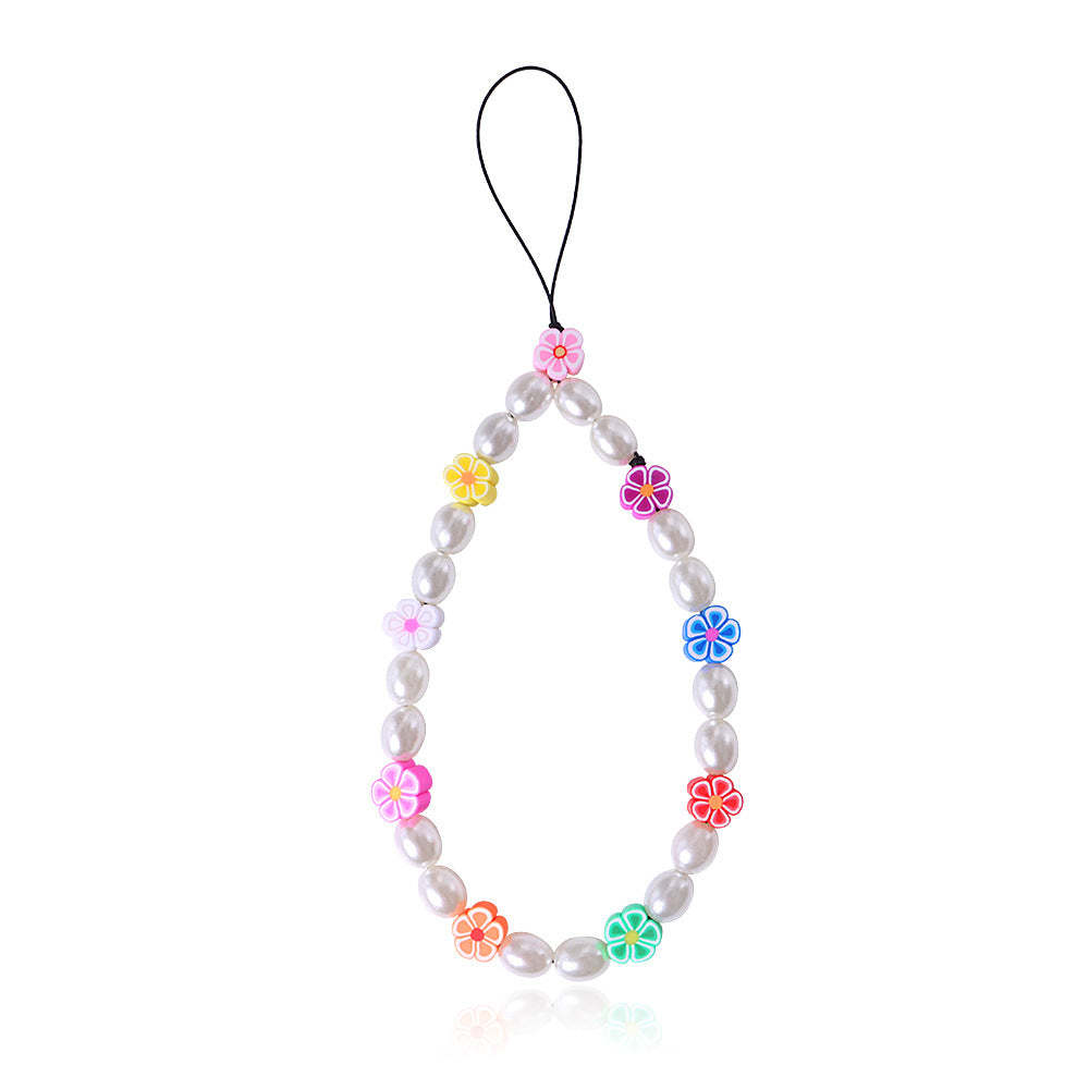 Colorful Soft Pottery Flower Pearl Phone Charm Cute Gifts