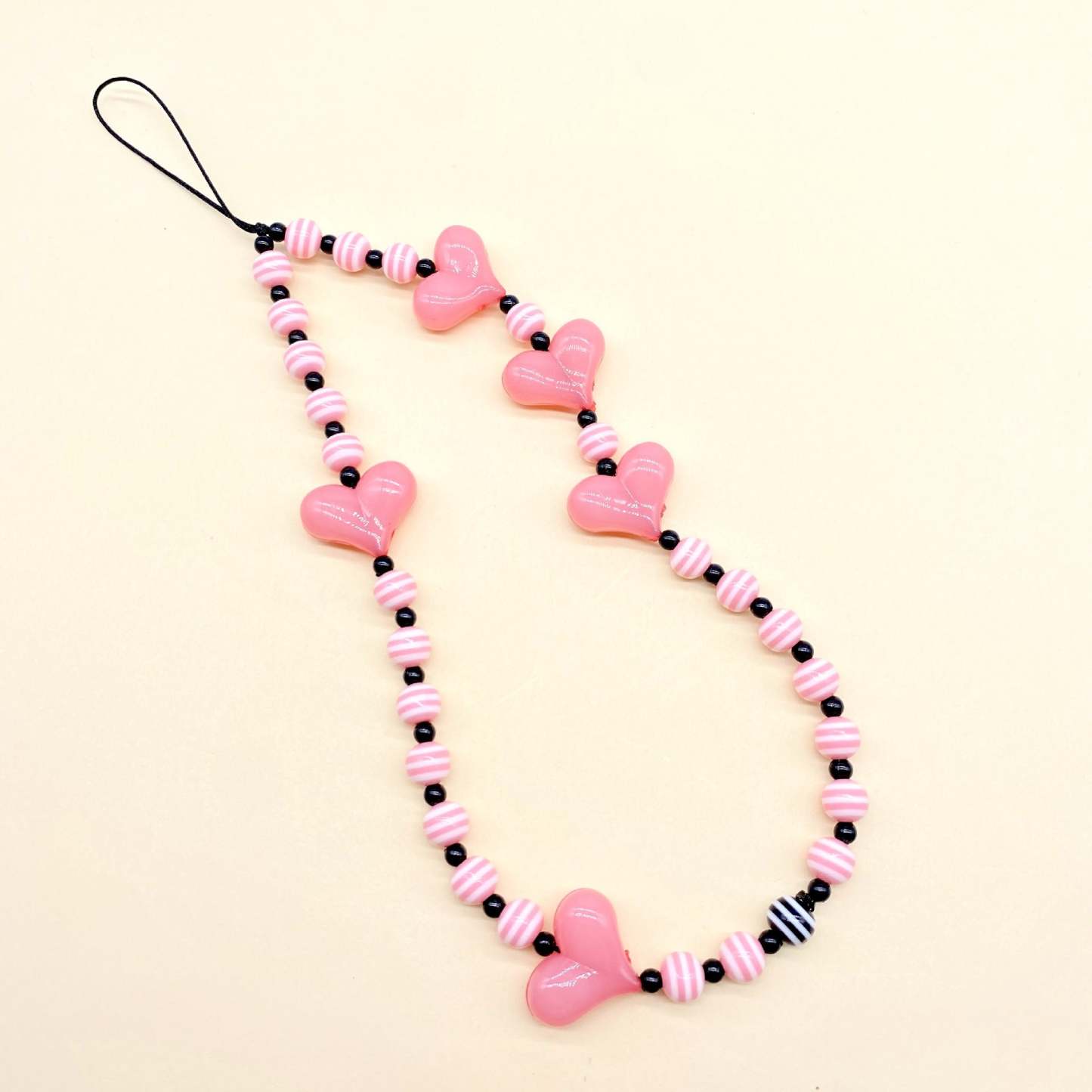 Pink Phone Charm with Pink Heart Gift for Her