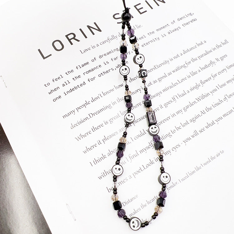 Black and White Transparent Beads Phone Charm