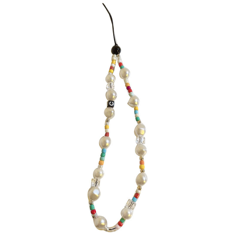 Colorful Pearl with White Pearl Phone Charm Gift for Her