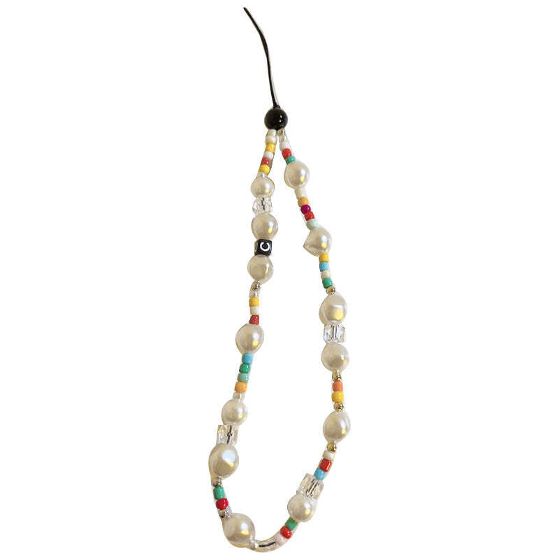 Colorful Pearl with White Pearl Phone Charm Gift for Her