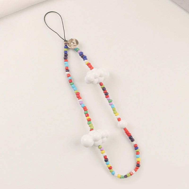 Phone Charm Colorful Pearl with White Clouds Decorate Your Phone
