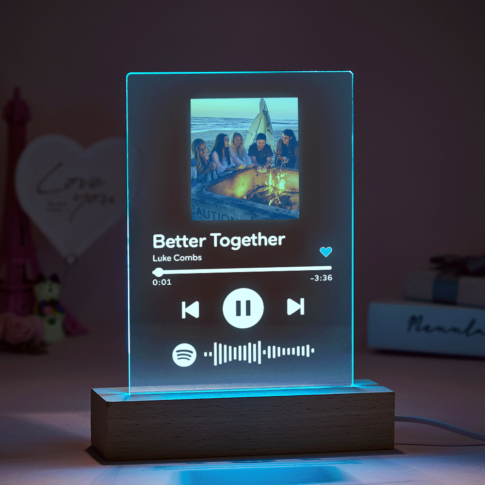 Custom Spotify Code 7 Colors Night Light Anniversary Gift For Friend