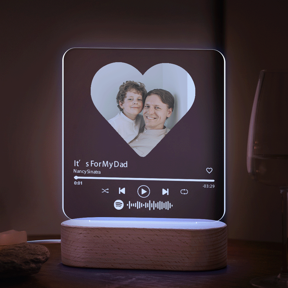 Gift For Father Scannable Custom Spotify Code Heart 7 Color Lamp Acrylic Music Plaque Night Light