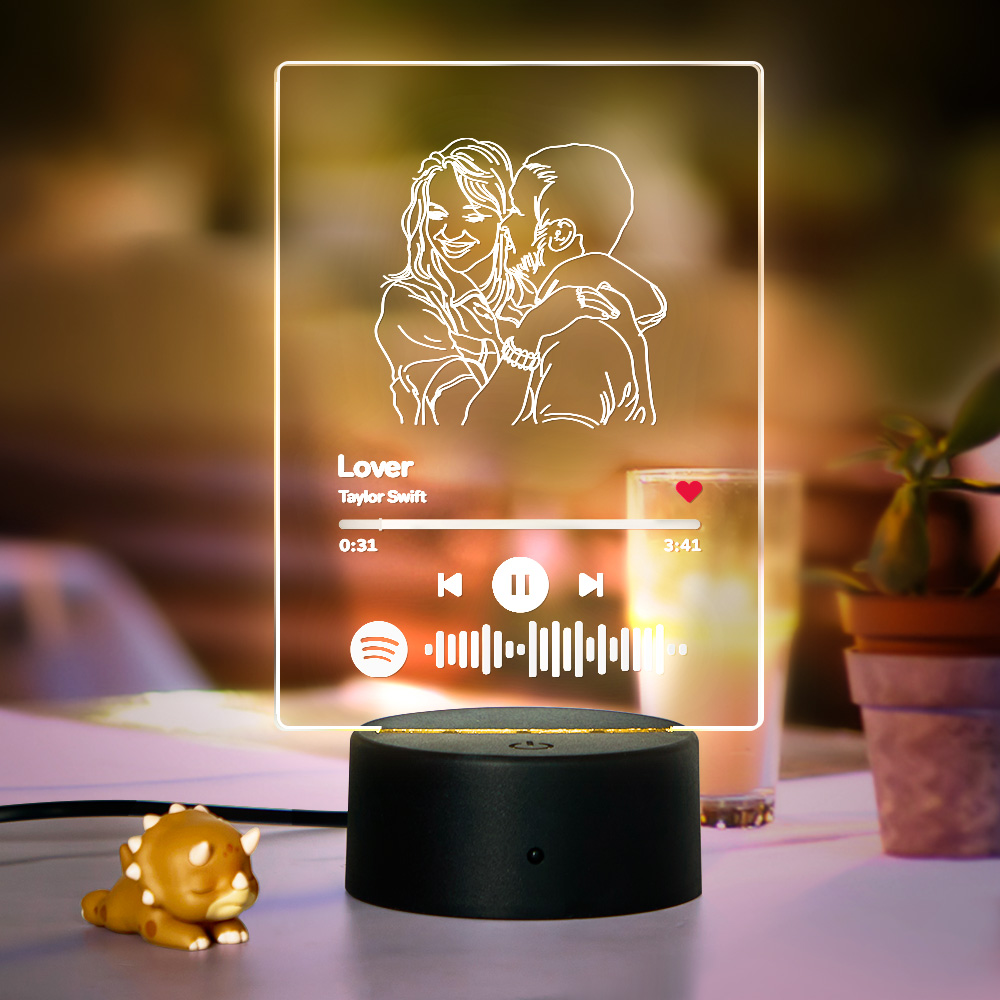Custom Spotify Code 7 Colors Music Night Light with Engraved Photo Night Light