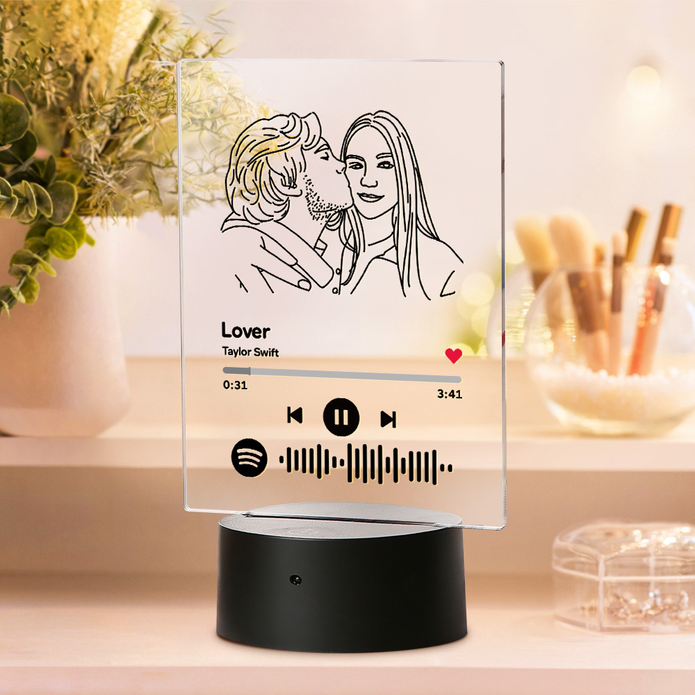 Custom Spotify Code 7 Colors Music Night Light with Engraved Photo Night Light