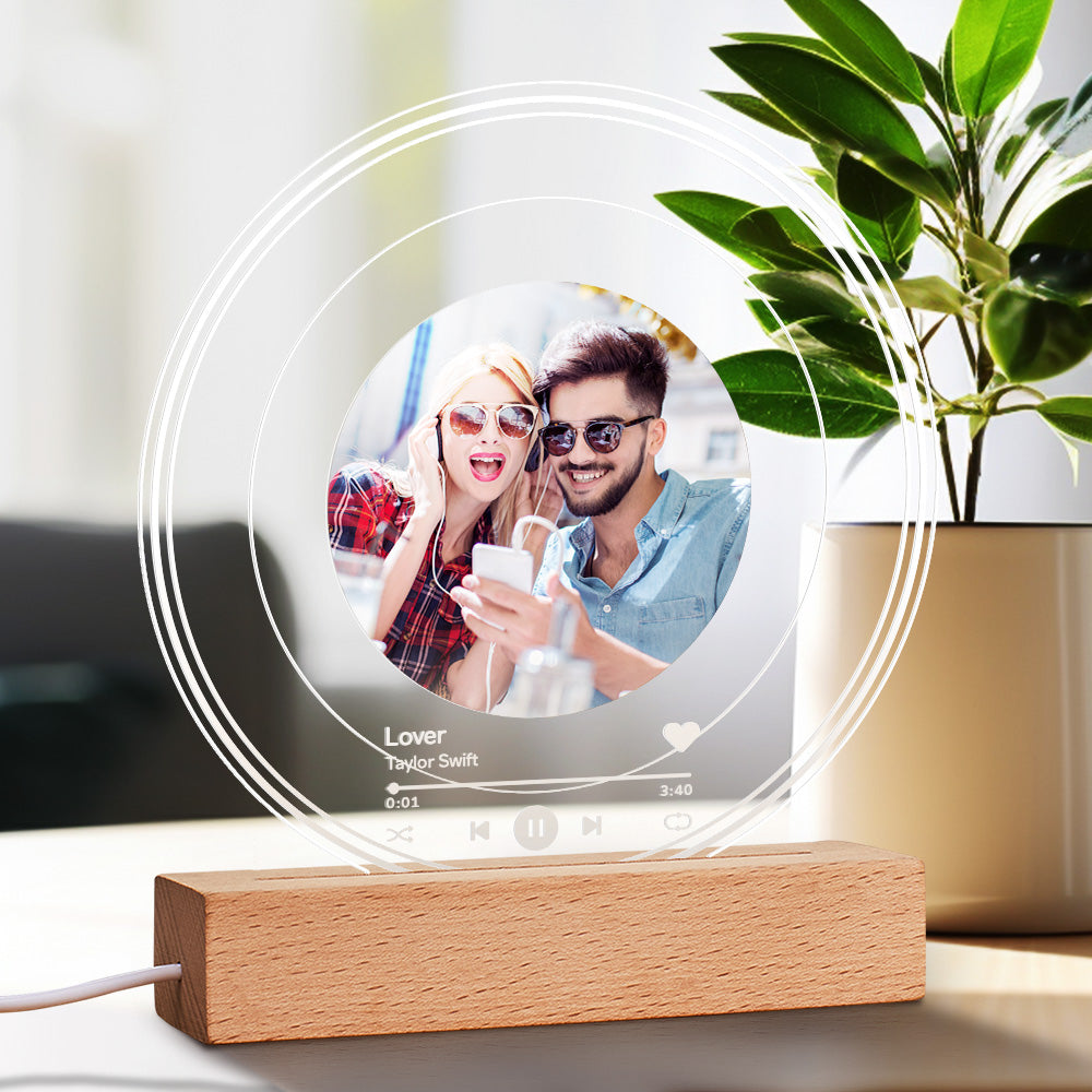 Custom Spotify Round Night Light Personalized Photo Music Night Light
