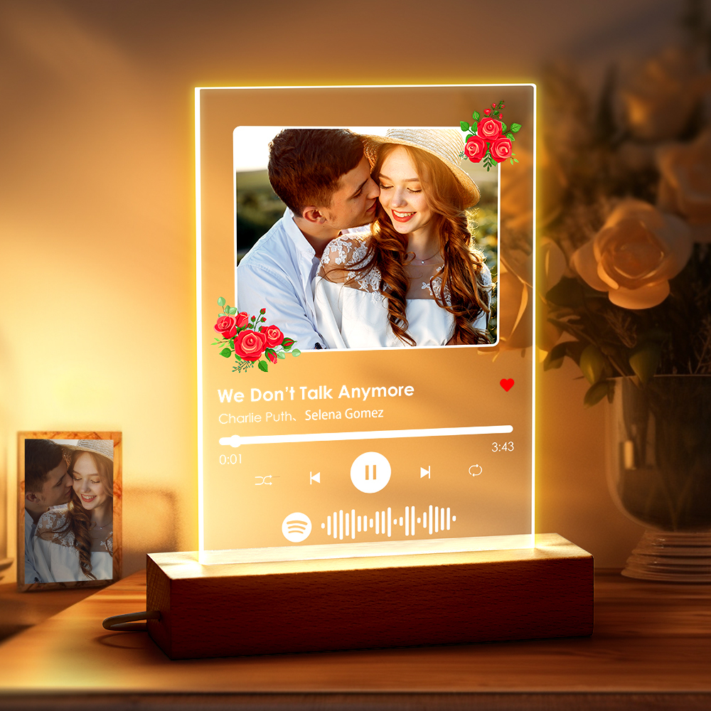 Custom Spotify Night Light Custom Photo Flower Decoration Special Gifts for Her