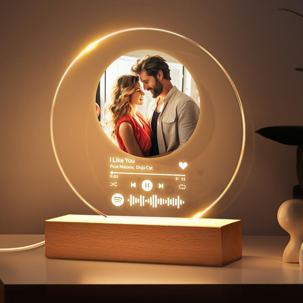 Custom Round Spotify Night Light Custom Photo Lamp Gift For Her