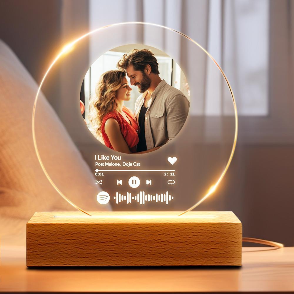 Custom Round Spotify Night Light Custom Photo Lamp Gift For Her