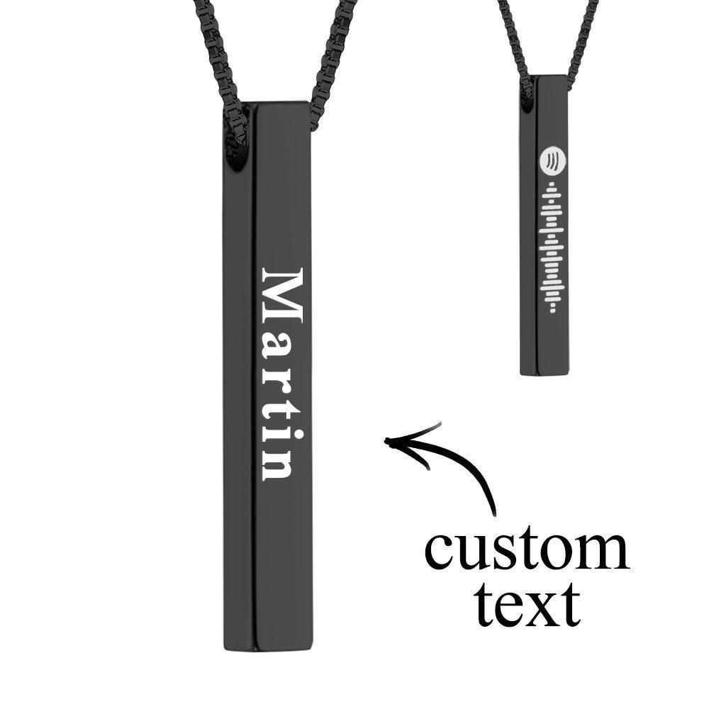 Spotify Code Necklace 3D Engraved Vertical Bar Necklace Gift for Her