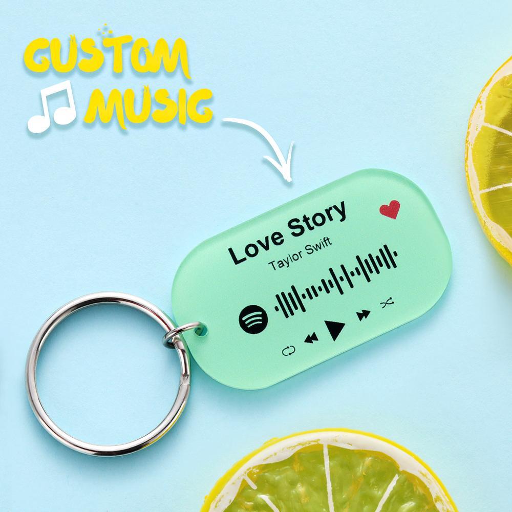 Custom Spotify Code Song Colorful Keychain-Green Keyring