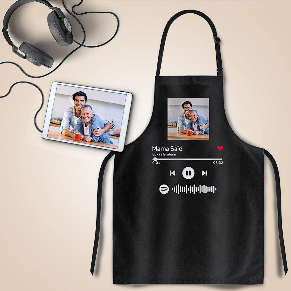 Scannable Spotify Code Apron Engraved Apron Waterproof Your Favorite Song Anniversary Gifts
