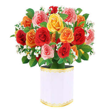 Rainbow Roses Bouquet Pop up Card for Mother's Day
