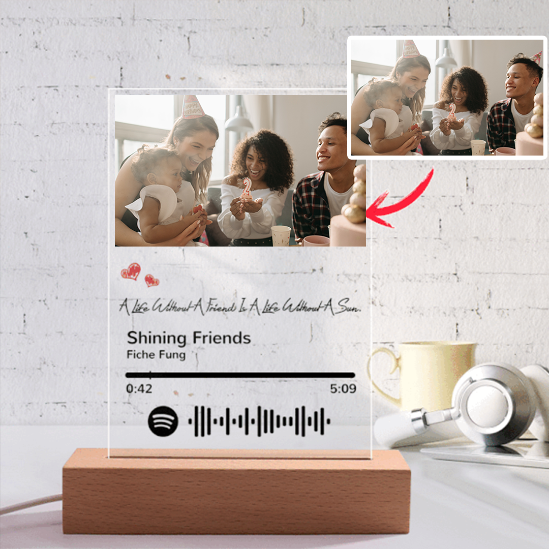 Custom Scannable Spotify Code Night Light Photo Engraved Creativity Gifts