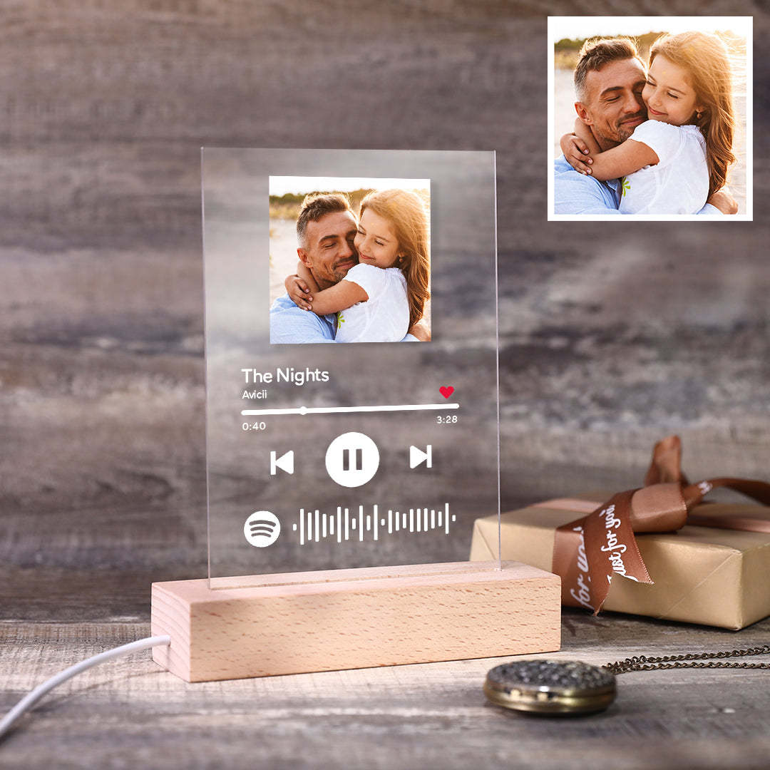 Custom Scannable Spotify Code Music Acrylic Glass Night Light For Dad