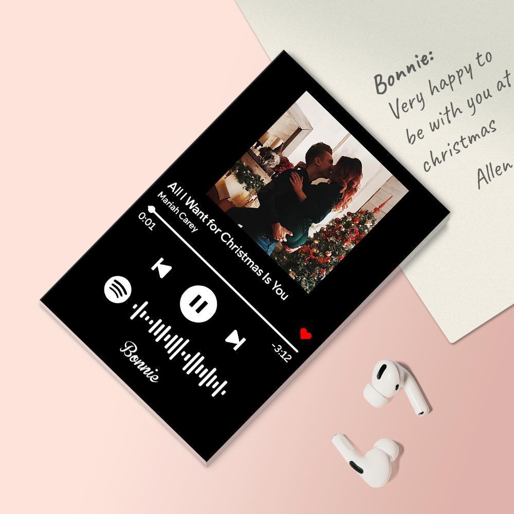 Custom Spotify Code Music Song Fridge Magnet With Text - Black