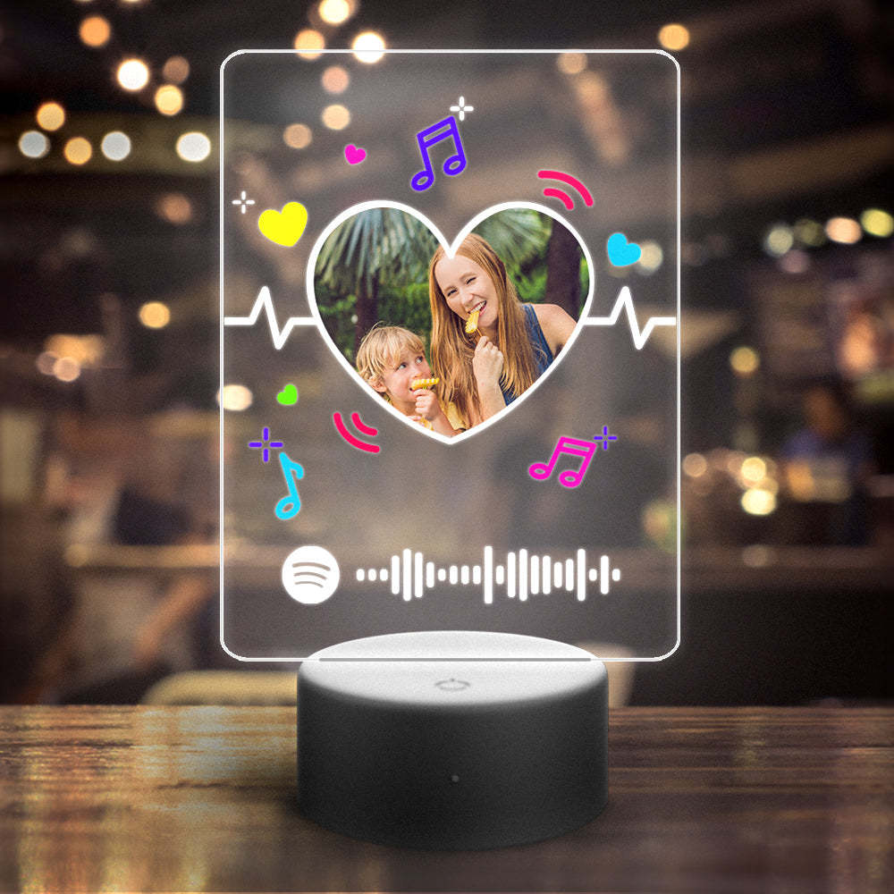 Custom Spotify Night Light with 7 Colors Personalized Night Light Heart-Mother's DayGift