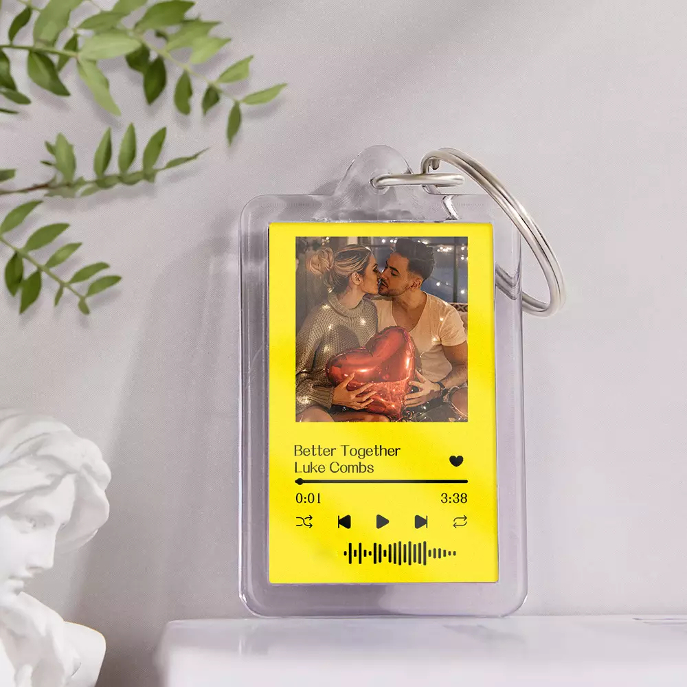 Gift For Lover Custom Music Glass Code Keychain 14 Colors Available