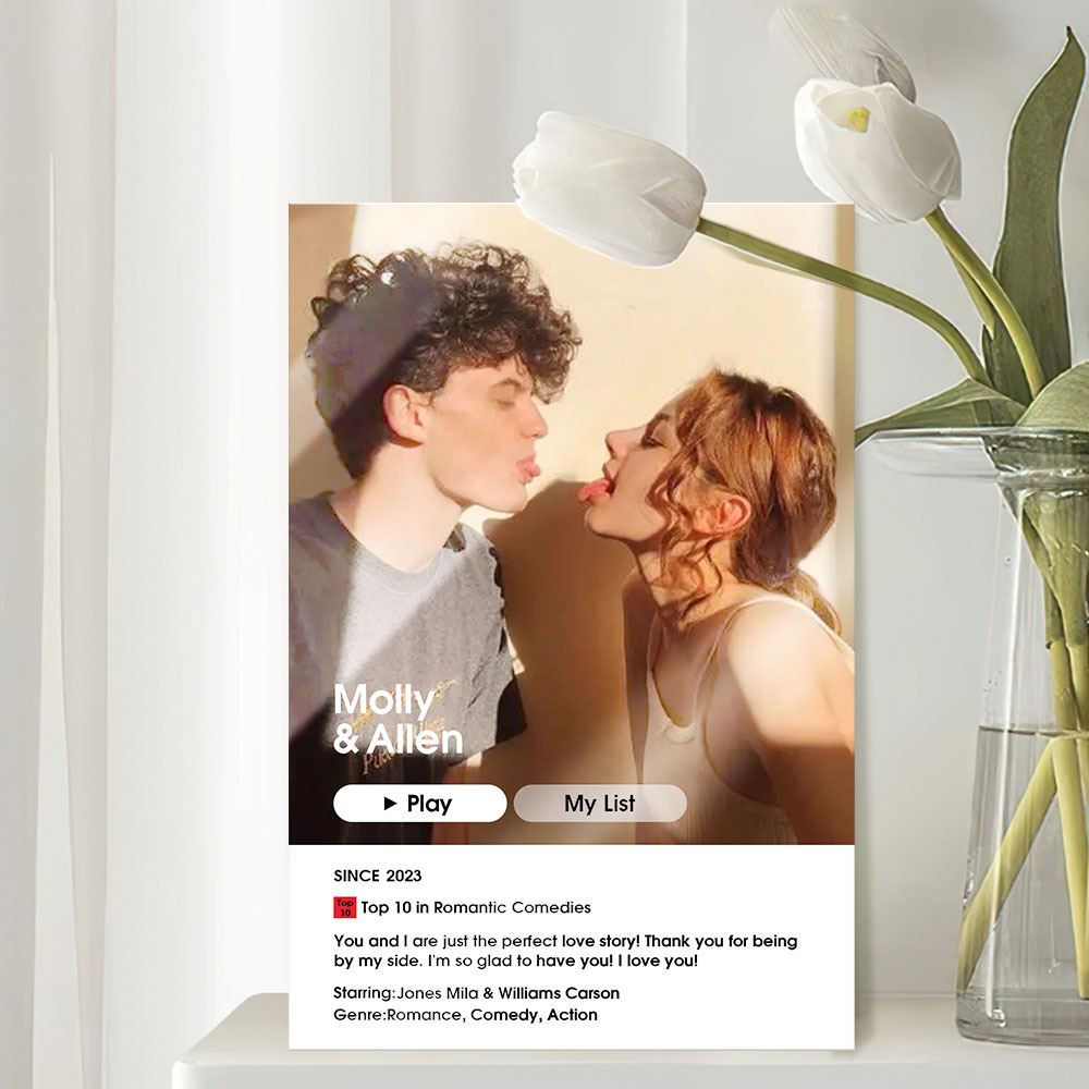 Custom Movie Poster  Personalized Photo Plaque Couples Gift for Her