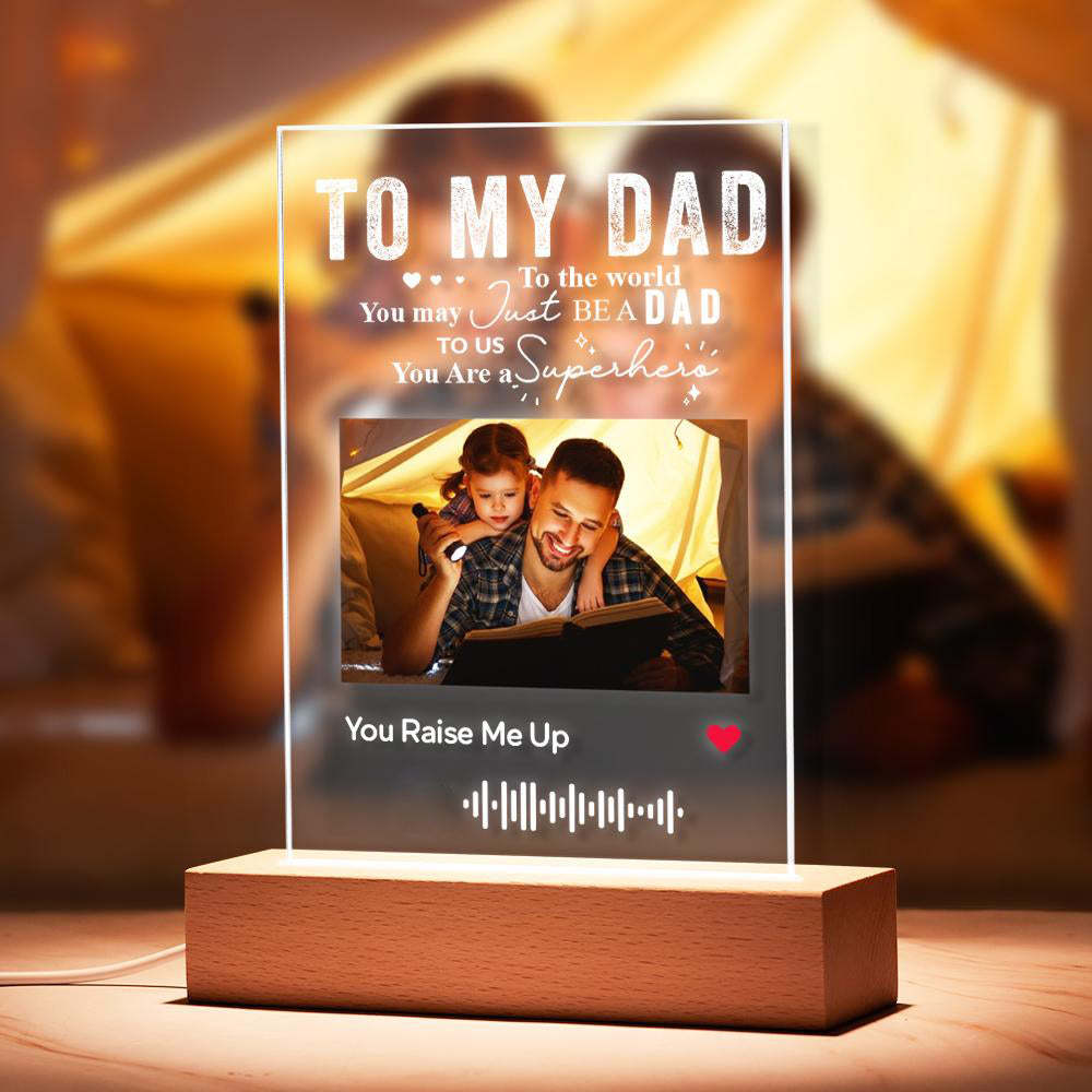Custom Scannable Code Music Plaque Night Light - Father's Day Gifts