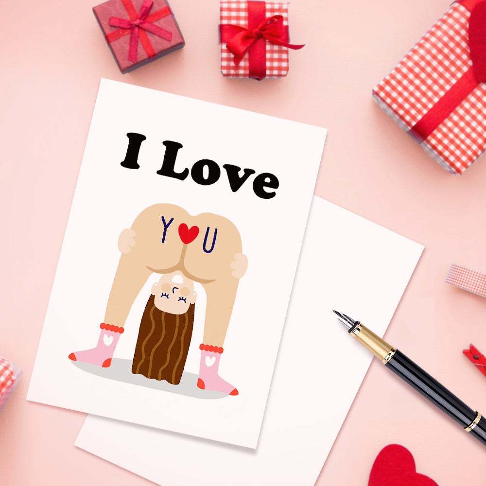 Funny Valentine's Day Greeting Card I Love You Naked Woman Card
