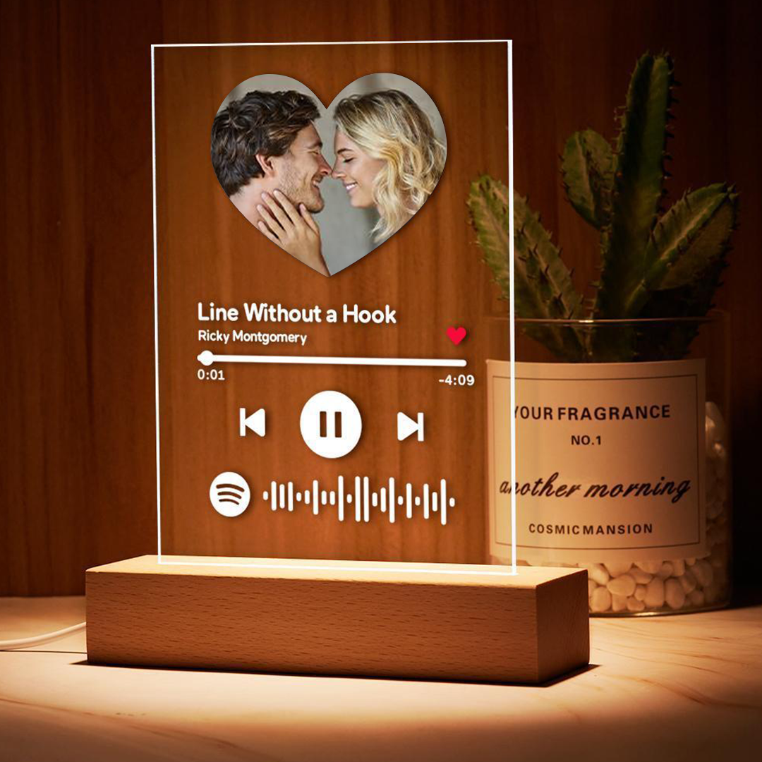 Custom Spotify Glass Night Light/Plaque/keychain Spotify Music Plaque With Picture & Night Light, Custom Spotify Keychain- Heart Shaped