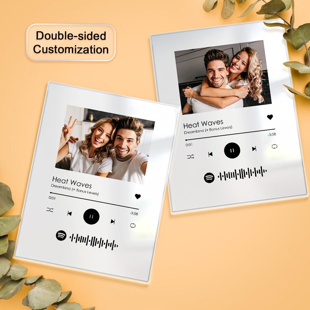 Custom Double Sided Photo Plaque Spotify Muisc Code Plaque