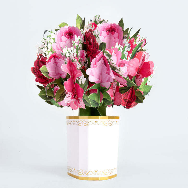 Pink Rose Bouquet Pop up Card Anniversary Gift Card for Mother's Day