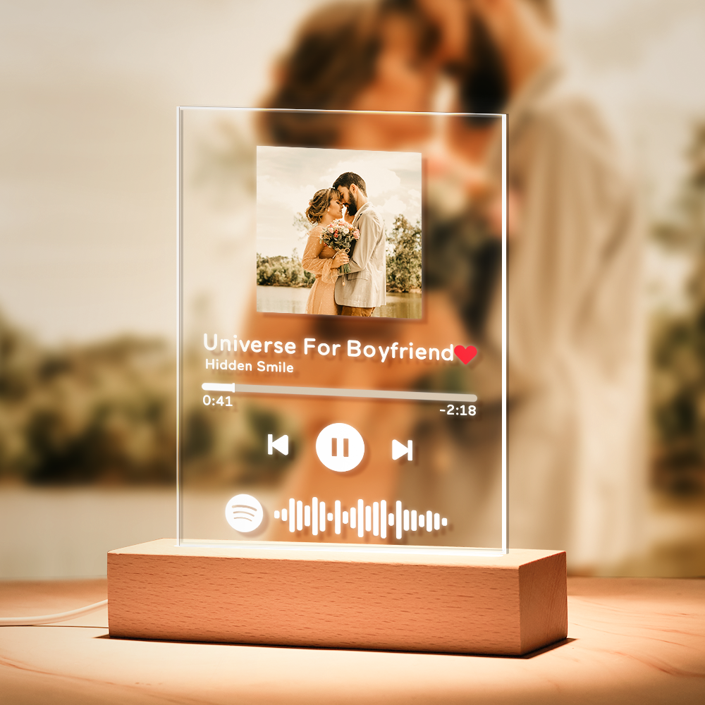 Personalized Spotify Code Music Plaque Night Light Anniversary Gift for Wife